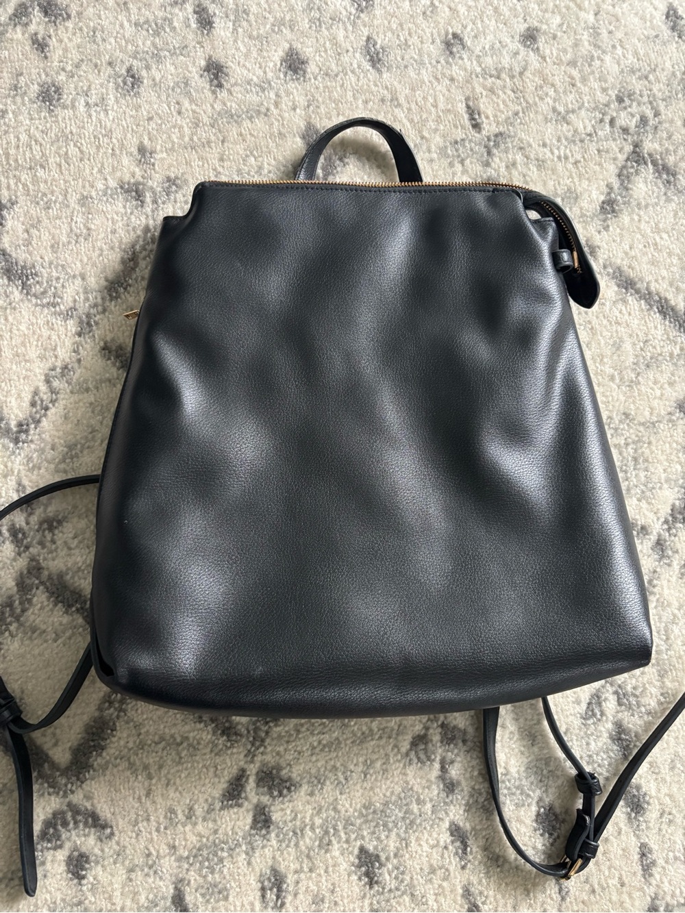 Minimal Faux Leather Backpack - Sleek Everyday Bag